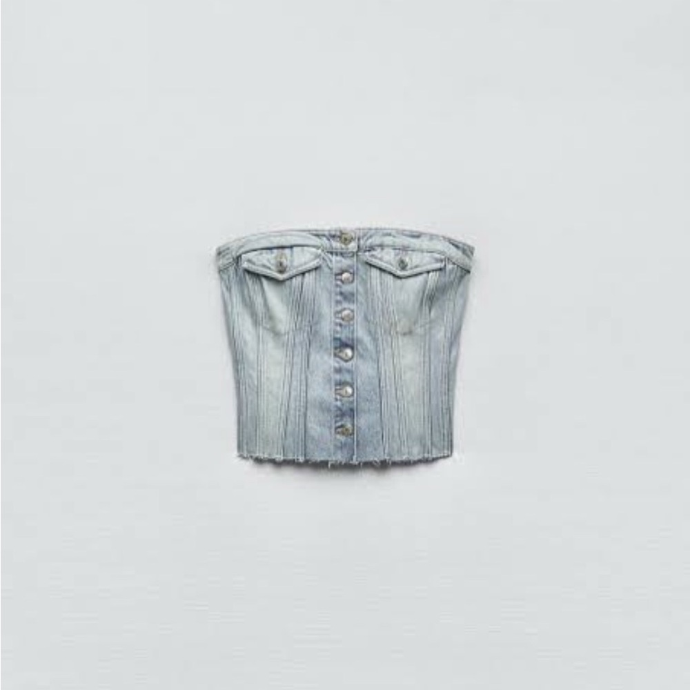Zara Denim Corsetry Top